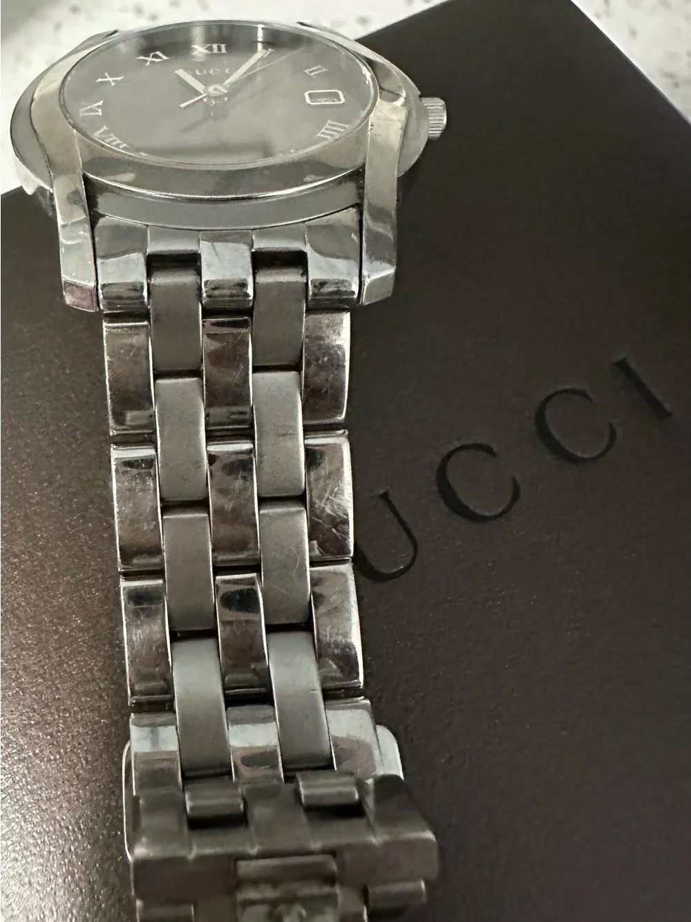 Gucci G-Timeless Black Dial Roman Numeral Swiss Made Stainless Steel Women Watch